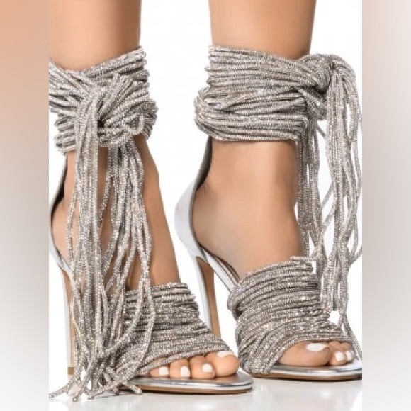Azalea Wang Silver Heels size 7.5 - Picture 1 of 4